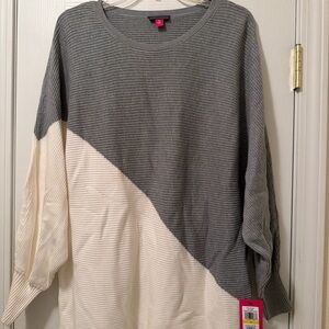 Vince Camuto Gray Ribbed Knit Sweater